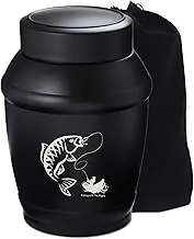 LINES ARTE Medium Go Fishing Urn, 5.7 Inch Black Medium Urns for Human Ashes Adult Male/Dad/Men/Father
