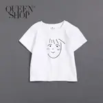 QUEENSHOP【01037435 】童裝 親子系列趣味表情印圖T XS/S/M/L＊現＋預＊