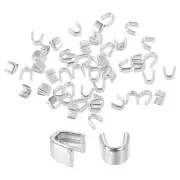 80Pcs Zipper Slider Retainers, 3.2mm U Shape Zippers Top Replacing, White Gold