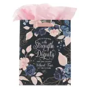 Blue/Pink Gift Bag w/Tissue Paper She Is Clothed w/ Strength Prov. 31:25, Medium