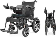 Adult Foldable Electric Wheelchair, Elderly All-Terrain Mobility Aid Power Wheelchair Vehicle, 26Ah High Capacity Batteries,20 Miles Long Range, 600W Powerful Dual Motors, 330Lbs Large Load Capacity