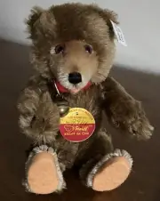 STEIFF TEDDY BABY Bear Dk Brown Jtd Mohair Ear Button Tagged Part Circus Series