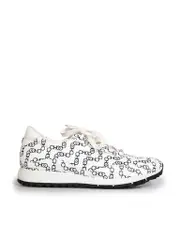 White Leather Logo Printed Trainers