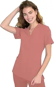 Green Town Scrubs for Women - 4 Pocket V-Neck Scrub Top, Stretch Fabric, Easy Care Uniforms