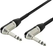 Balanced TRS Audio Cable - Dual Right Angle 1/4" 6.5mm Jacks - Mic or Line - 30cm
