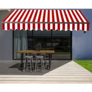 ALEKO Motorized Retractable Home Patio Canopy Awning 20' x 10' Red/White