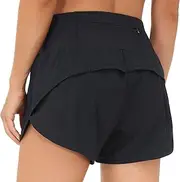 [THE GYM PEOPLE] Womens High Waisted Running Shorts Quick Dry Athletic Workout Shorts with Mesh Liner Zipper Pockets