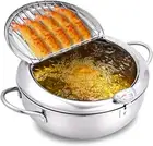 Deep Fryer Pot, 9.5Inch/3.4L Janpanese Style Tempura Frying Pot with Lid, Stainl