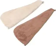 minkissy 2Pcs Hair Drying Cap Water Absorbent Quick Dry Towel Wrap for Women Soft Fleece Hair Turban Hat for Bathing Post Shower Use