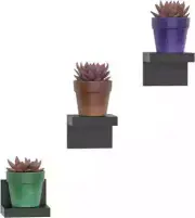RICHER HOUSE 3-Pack Small Floating Shelves for Wall, Plastic Black Mini Shelf 4