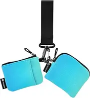 [Caihoyu] Light Blue Gradient Women's Coin Pouches Card Holder Mini Fashion Zipper Wristlet Wallet with Zipper Coin Pocket for Men Women 2 Pcs, Multicolor, 4.13"(L) x 3.5"(W), Travel Accessory