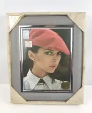 Vintage 80s Klisto Designs Gray Leather & Silver Picture Frame 8x10