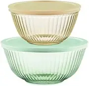 Pyrex Color Sculptured Tinted Bowl 4-Piece Set, Yellow/Green