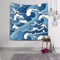 在飛比找Yahoo!奇摩拍賣優惠-北歐ins日本日式浮世繪海浪紋沙發巾墻面背景裝飾壁掛毯藝術畫