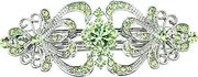 Faship Peridot Green Rhinestone Crystal Hearts And Floral Hair Barrette Clip