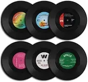 6X Vinyl Cd Cup Pad Drinks Mat Vintage Record Groovy Disk Coasters Table Placemat, 10.5cm Diameter