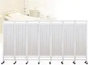 6FT Mobile Hospital Privacy Screen,Folding Partition on Wheels for Clinic Salon Office-3/4/5/6/7/8Panel(7Panel)