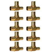 100 PIECES 3/4" X 1/2" X 3/4" PEX TEE BRASS CRIMP FITTINGS ( LEAD FREE )
