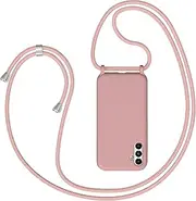 [Coqinen] Mobile Phone Lanyard for Samsung Galaxy A55 5G, Case with Strap, Necklace Samsung Galaxy A55 5G, Mobile Phone Case with Cord for Hanging, Mobile Phone Protective Case with Strap (Pink)