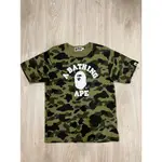 A BATHING APE 1ST CAMO COLLEGE TEE 綠迷彩 周湯豪 NICK M號 二手美品