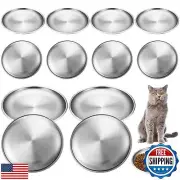 Domensi 12 Pieces Stainless Steel Whisker Friendly Cat Bowl Shallow Cat Food