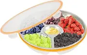XY Divided Serving Tray with Sealing Lid 6 Compartment Snack Tray 201 Stainless Steel Snack Platters Organizer Temperature Resistant Food Storage Containers Dishwasher Safe Food Tray Container for Fru