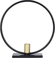 Simple Round Candle Holder Wrought Iron Modern Elegant Candlestick Decorative Home Decoration for Living Room Bedroom Black Gold 23cm