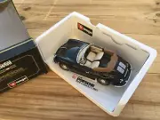 BBURAGO PORSCHE 356B CABRIOLET 1961 BLACK SPORTS CAR 1/18 MINT IN BOX ITALY