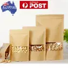 Kraft Paper Stand Up Doy Pouch Zip Lock Food Grade Bags w/Window Snack Storage