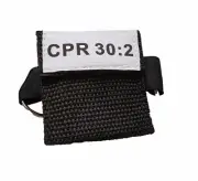 50 Black CPR Mask Keychain Face Shield with GLOVES imprinted CPR 30:2