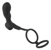 Cock Ring with Double Vibrator for Prostate Anal Stimulator in Silicone