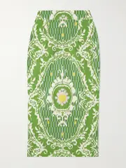 [Marta Ferri] Marta Ferri - Cipriani Printed Cotton Midi Skirt - Green - M/L M/L Green