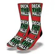 BRAND NEW ADULT / JUNIOR SAVVY SOX XMAS DECK THE HALLS RED SOCKS LIMITED OSFA