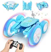 Remote Control Car, 360° Rotatable RC Stunt Car for Kids with LED Light and Music, 4WD 2.4GHz Radio Controlled RC Stunt Car with Rotate and Flip Function, for Kids 6 7 8 9 12 Years