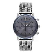 Emporio Armani Sophisticated Silver Steel Chronograph Watch For Men