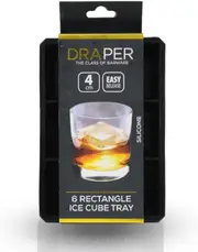 Draper 6 Rectangle Silicone Ice Cube Tray 4Cm 2Pce Easy Release Perfect To Whiskey Scotch Bourbon