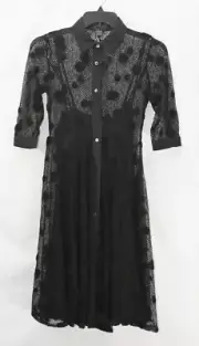 Garcia Women's Size S Polka Dot Mesh Cami 3/4 Sleeve Shirt Dress, Black, NwT