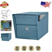 Durable Heavy-Gauge Security Mailbox with Concealed Outgoing Clip, Century Blue