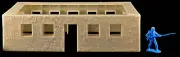 BMC #40040 - 4-pc Stucco Building - unpainted 54mm plastic (figure not included)