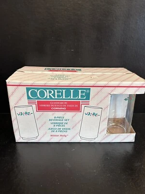 Corelle “Winter Holly” 8 Piece Christmas Holiday Glassware Set 16 oz