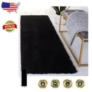 Plush Black Runner Rug – 2'3" x 12', Machine Made, Perfect for Living Areas