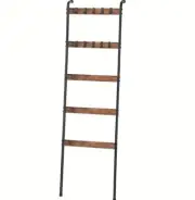 5-Tier Rustic Farmhouse Blanket/Towel Holder W/ 10 Moving Hooks, Stylish-storage