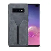 Denior For Samsung Galaxy S10 Plus Leather Case with Elastic Wallet Card Holder Slot Pocket Cover - Blue