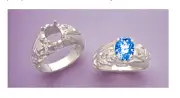 (6x4-9x7mm) Oval Sterling Silver Nugget Swirl Pre-Notched Ring Setting Size 10