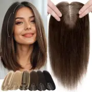Lace Base Clip in 100% Remy Human Hair Women Topper Toupee Free Part Hairpieces
