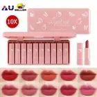 10PCS/Set Beauty Glazed Long Lasting Lip Gloss Matte Liquid Lipstick Makeup NEW