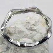 Wavy Hinged Bangle Bracelet Silver