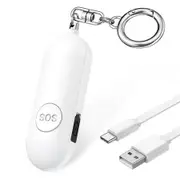 Personal Safety Alarm Keychain, 130dB High-Pitched Emergency Personal Alarm with LED Strobe Light Safety Siren Whistle for Women Elderly Kids (White)