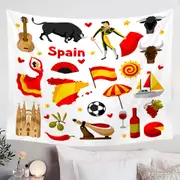 Cool Pattern Spain Attractions Tapestry