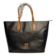 NWT Dooney & Bourke Black Ostrich Leather Large Tote Bag